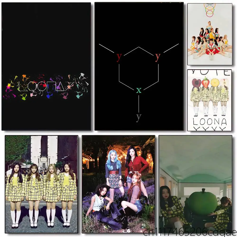 YVES Album Yyxy LOONA Kawaii Rolled Poster Cartoon Wall Art for Nursery Kid Room Playroom Cute Princes Painting Home Room Decor