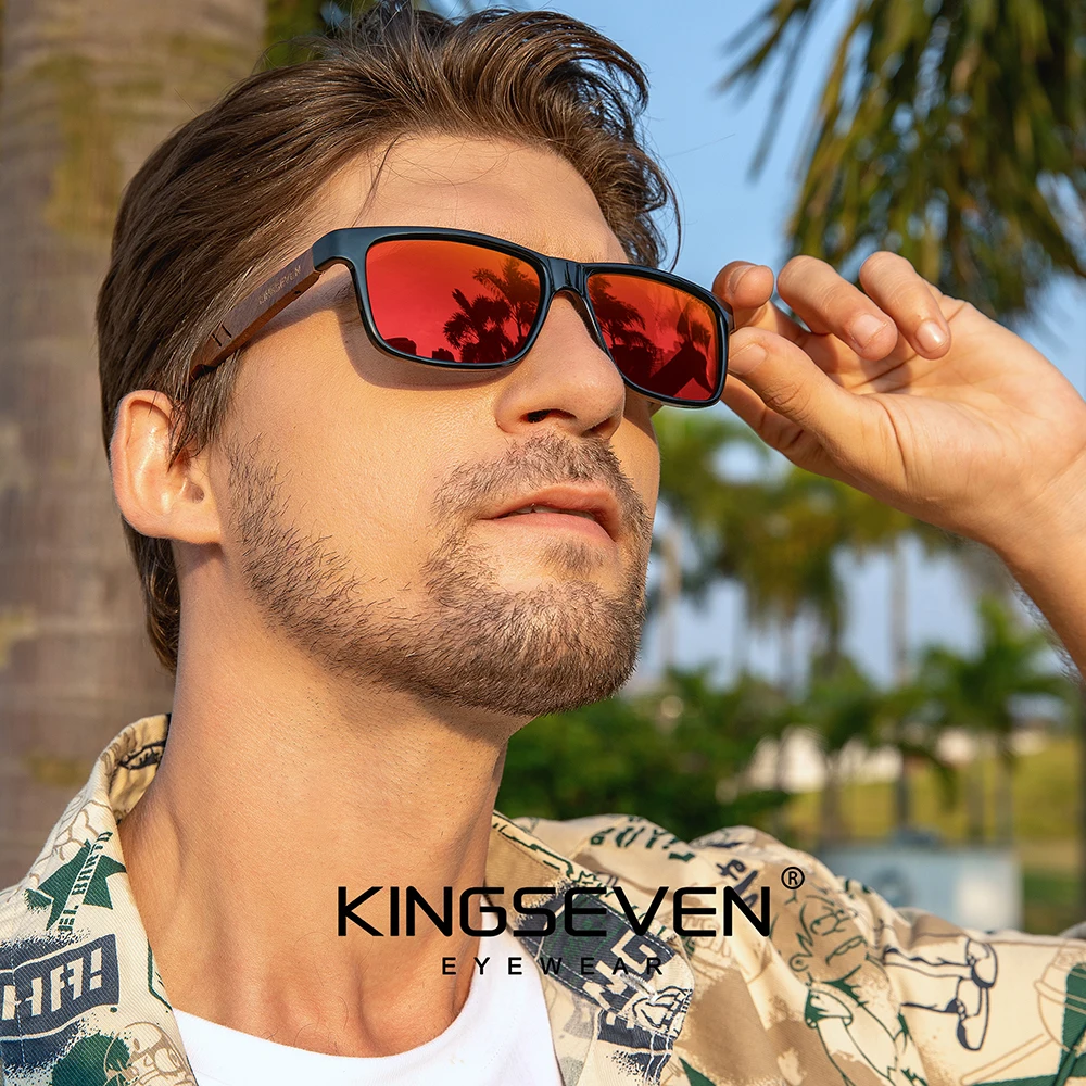 KINGSEVEN Klassische Vintage Holz Sonnenbrille Männer UV400 Polarisierte Retro Schutzbrille Frauen Männlich Outdoor Brillen – Detail 3