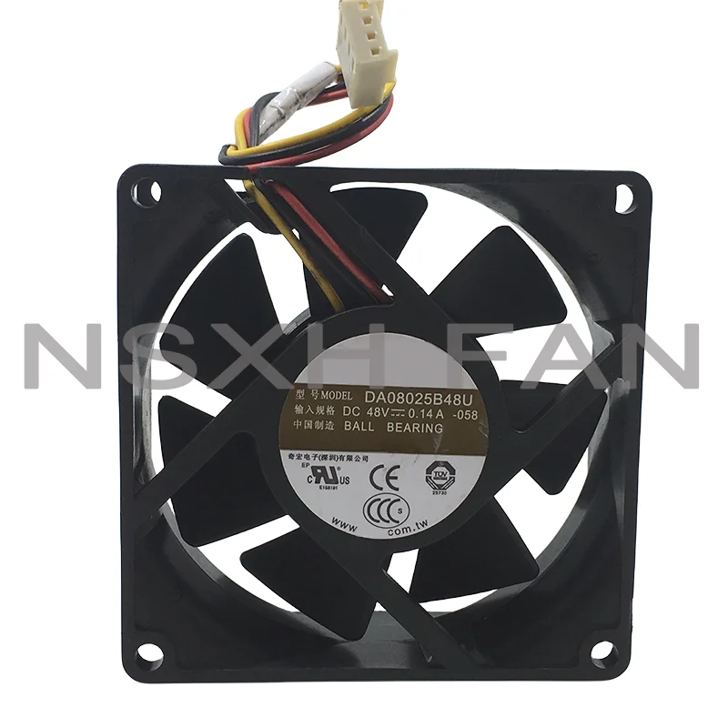 Ventilador de refrigeração do servidor de 3 fios, DA08025B48U, 095, 48V, 0.14A, 80x80x25mm