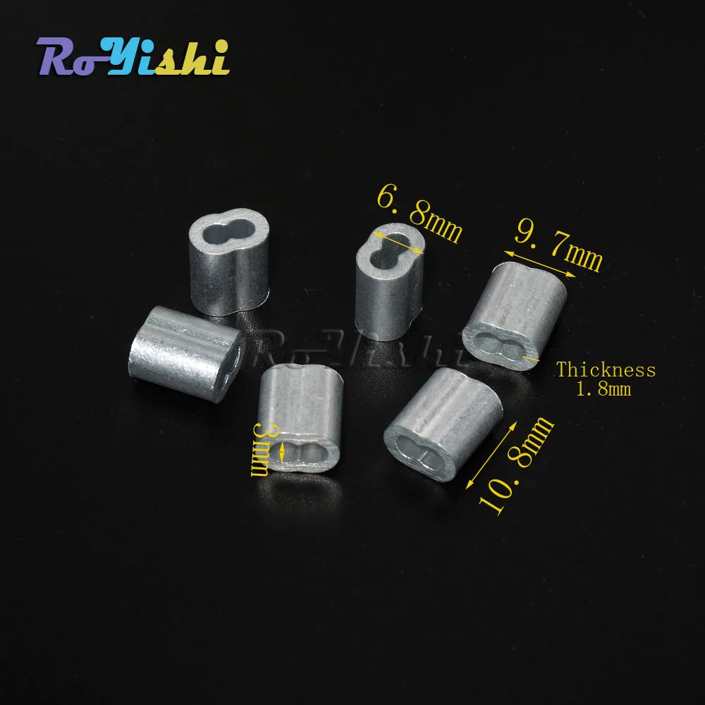 100pcs/pack 3mm Aluminum Cable Crimps Sleeves Rope Clip Fittings Loop Sleeve