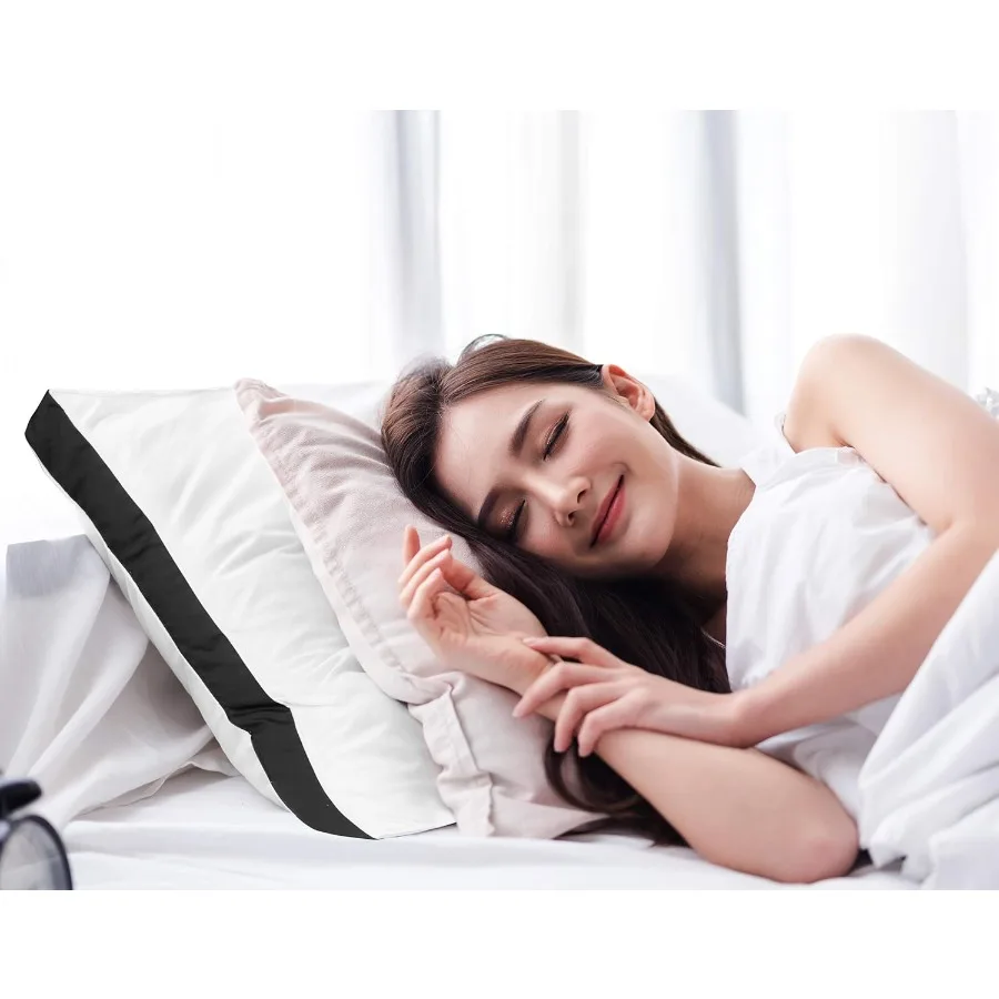 Bed Pillows for Sleeping Queen Size Black Set of 2 Cooling Hotel Quality Gusseted Pillow for Back Stomach or Side Sleepers Idea