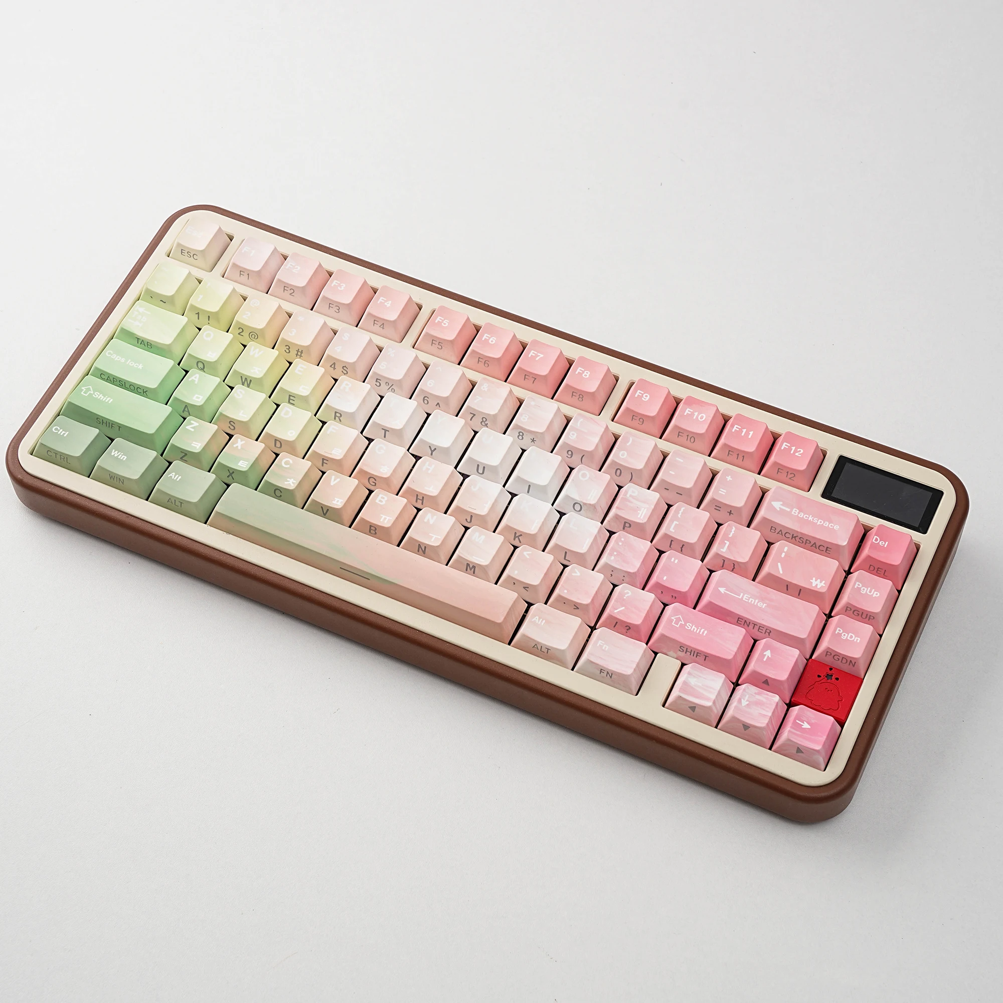 أغطية مفاتيح PBT متدرجة باللون الوردي الطازج أغطية مفاتيح كورية فرنسية روسية بإضاءة خلفية ملف تعريف الكرز للوحة المفاتيح الميكانيكية Mx Switch DE ES #4
