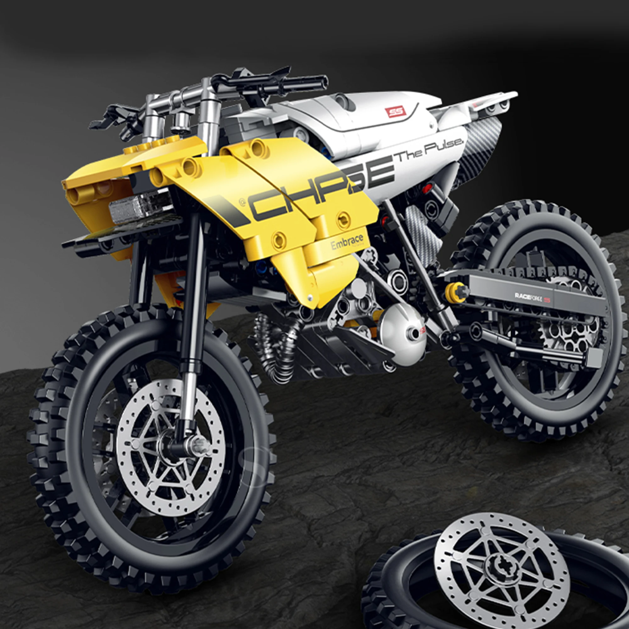 510 Uds City Moto Racer Building Block motocicleta 1:8 amarillo velocidad técnica deportes Moto ladrillos juguetes para niños adultos regalos