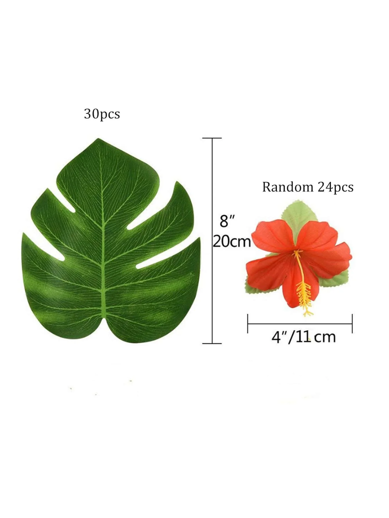 54 pieces of palm-leaf hibiscus flowers simulated artificial leaf Hawaiian jungle beach theme barbecue table decoration