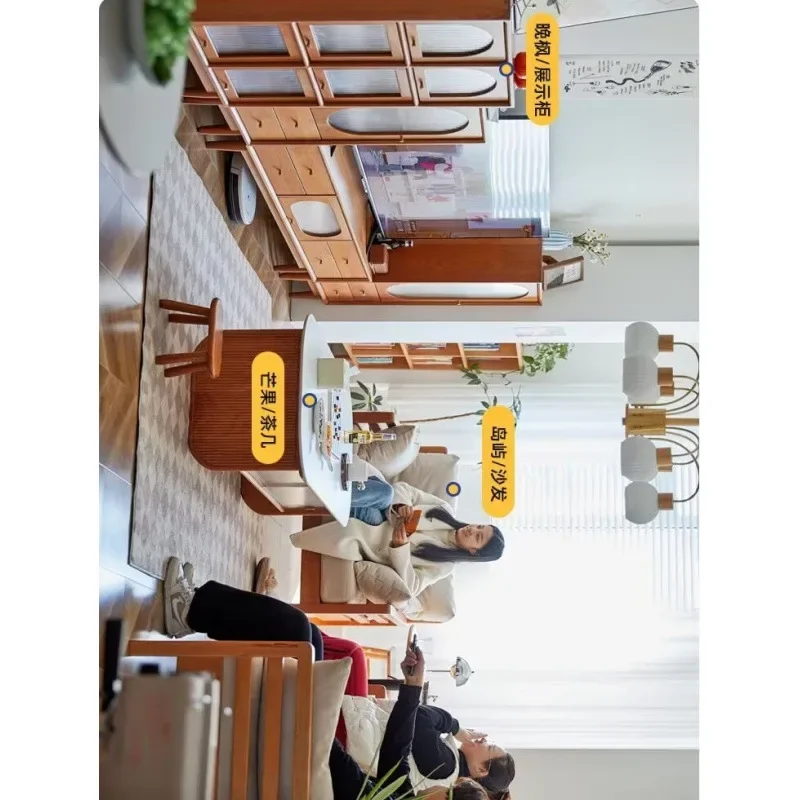 Mueble lateral pequeño de madera maciza, mueble de TV nórdico, mueble esquinero de almacenamiento para sala de estar, armario combinado, librería estrecha, sofá