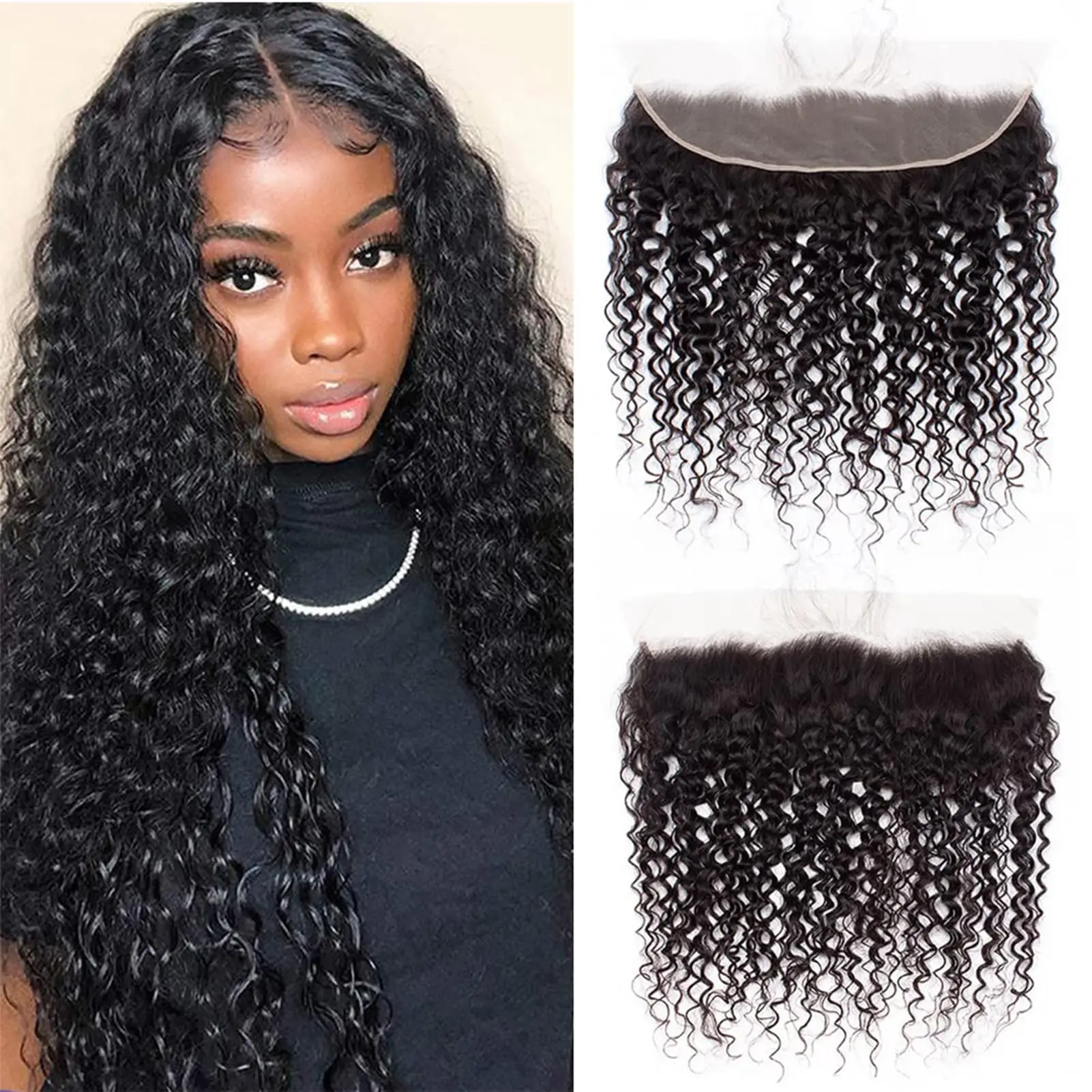 Kinky Curly Lace Frontal Only 13x4 Lace Frontal Only Human Hair Melt Skins Remy Hair 4x4 Real Lace Closure Only