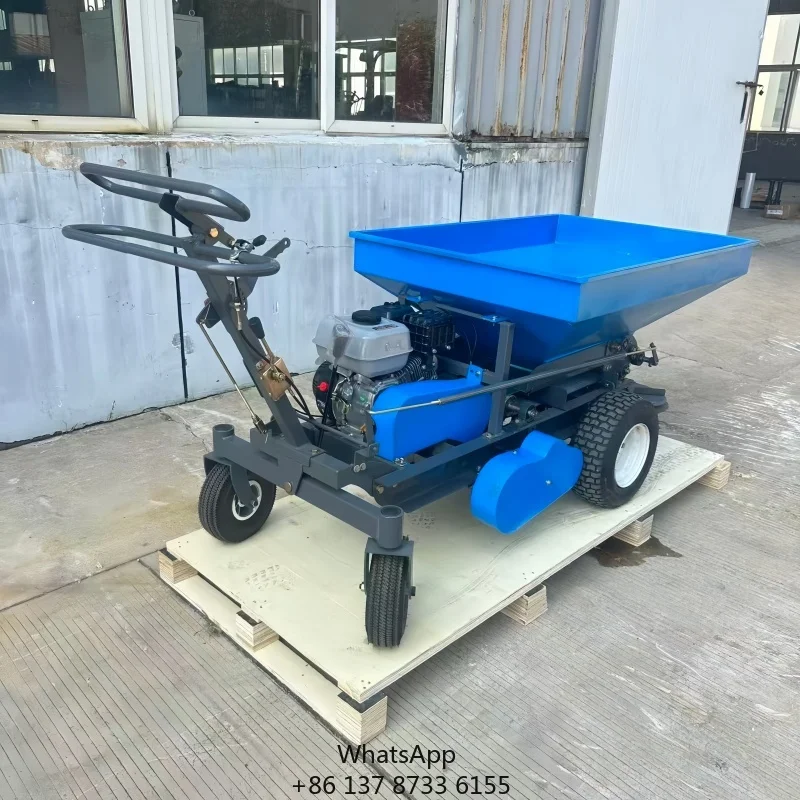 New Self-propelled Manual Composting Spreader Double Disc Lawn Spreader Wide Area Rotating Garden Fertilizer Spreader
