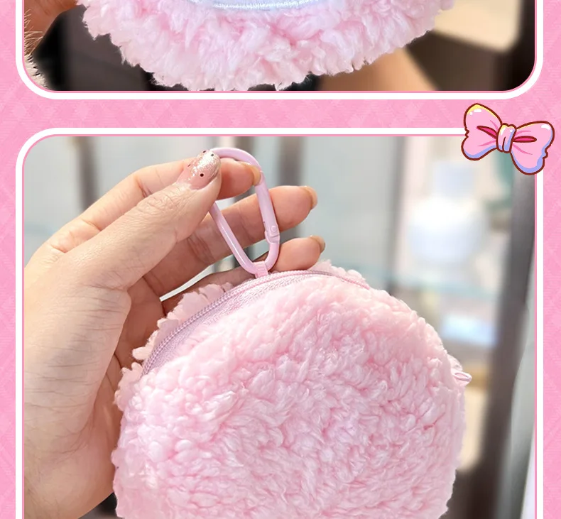Original Lizenzierte Sanrio Hello Kitty & Kuromi Plüsch-Geldbörse, Echte Cartoon-Schlüsselanhänger-Tasche, Weiche Mini-Reißverschluss-Geldbörse, Niedliche Tasche – Detail 8