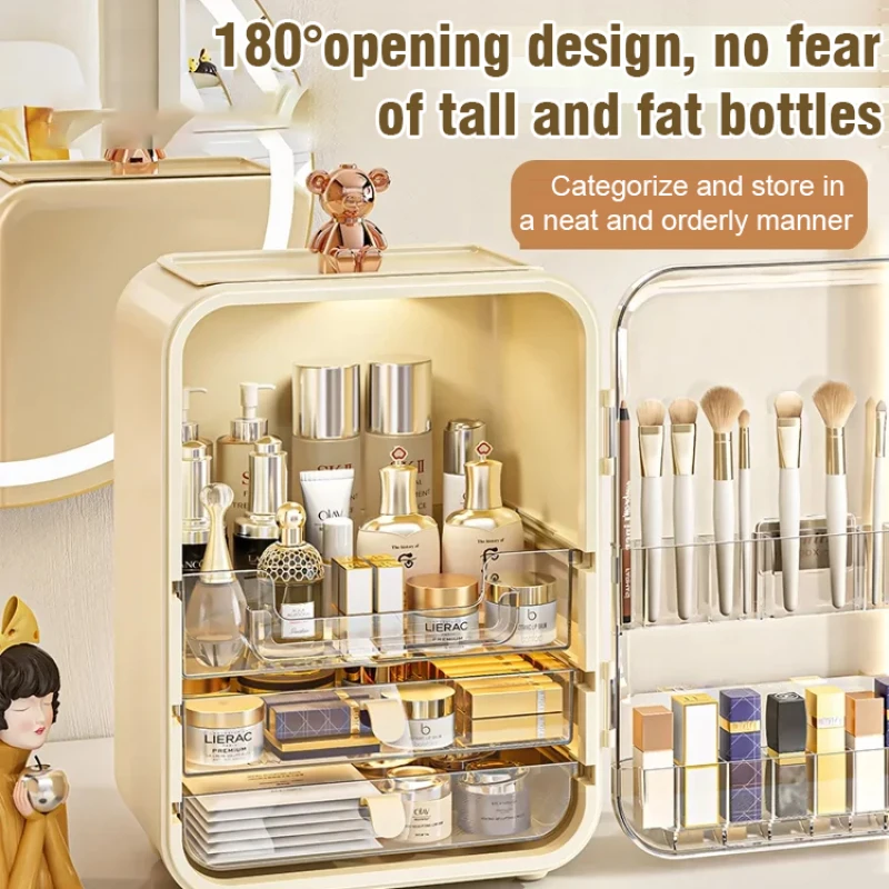 

Desktop Large Capacity Cosmetic Storage Box - Dustproof Storage Case, Multi-layer Organizer, Space-Saving for Dressing Table