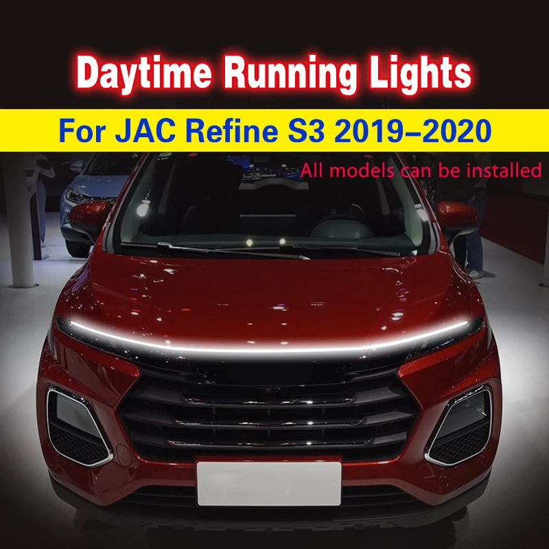 LED DRL For JAC Refine S3 2019 2020 Car Daytime Running Light Flexible Waterproof Strip Auto Headlights Decorative Ambient Lamp