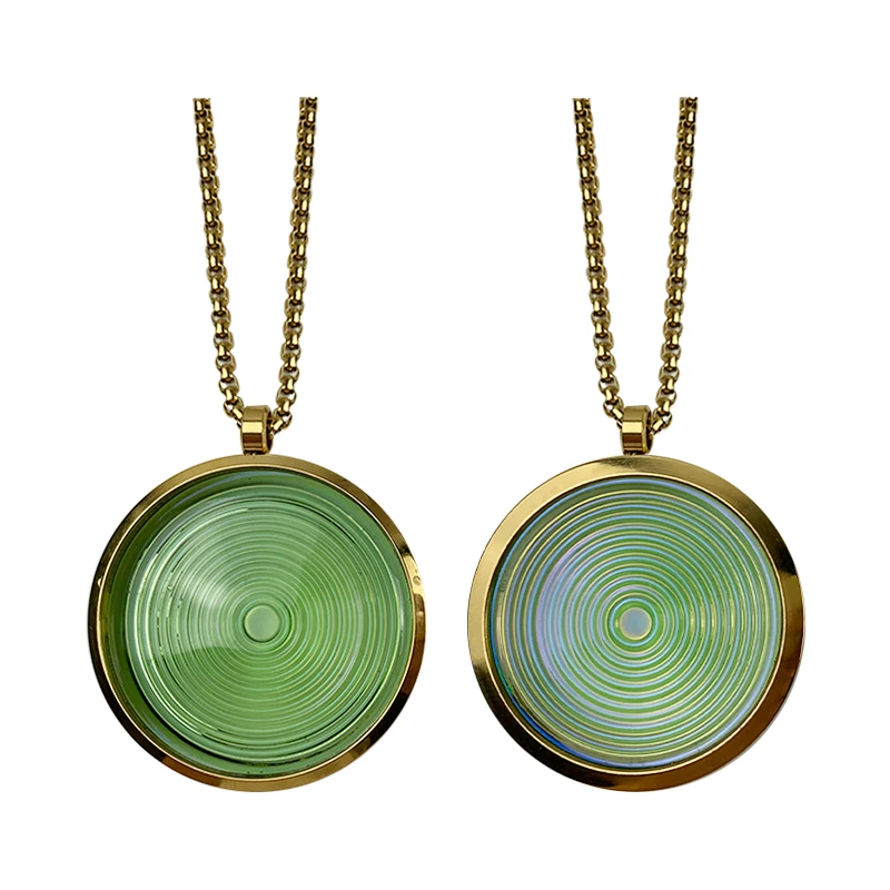 CAMAZ Newest Men\'s Jewelry Necklace Women\'s Green Glass Disc Type Pendant Necklaces Relieve Fatigue