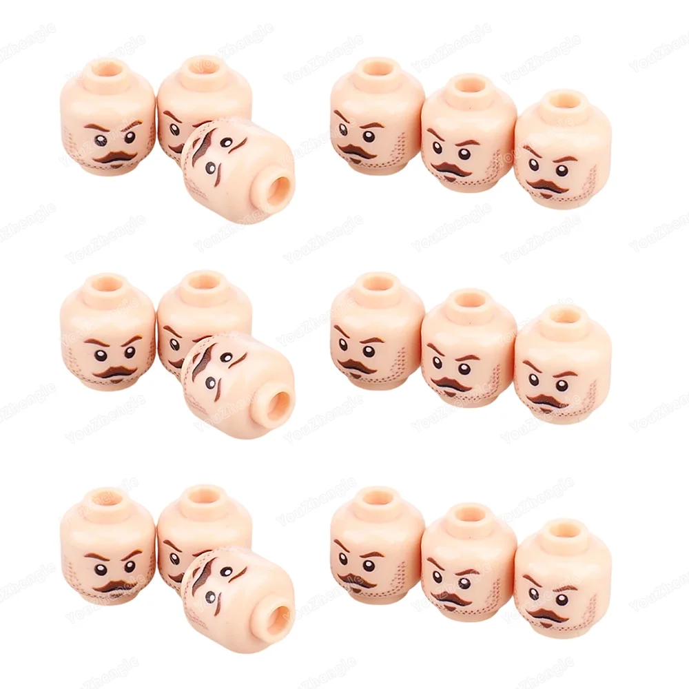 Moustache Beard Stubble Printed Pattern Building Block 3626 Figures Head Component MOC Serious expression mood Scene Model Toys
