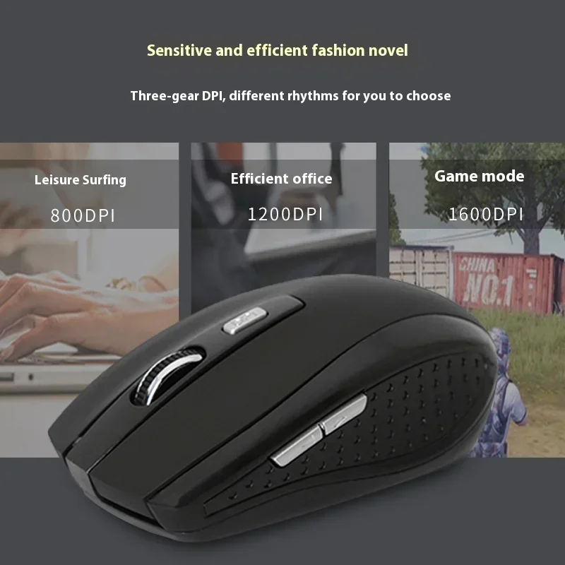 Wireless Portable Optical Office Mouse 2.4G Rechargeable Mobile Mouse with Adjustable DPI Levels for Laptops
