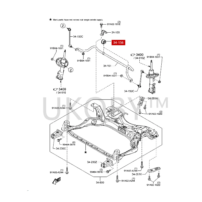 KD3534156E Suitable for Ma zd a M3 Axela CX5 Atz CX4 Front stabilizer bar rubber sleeve and front stabilizer bar liner