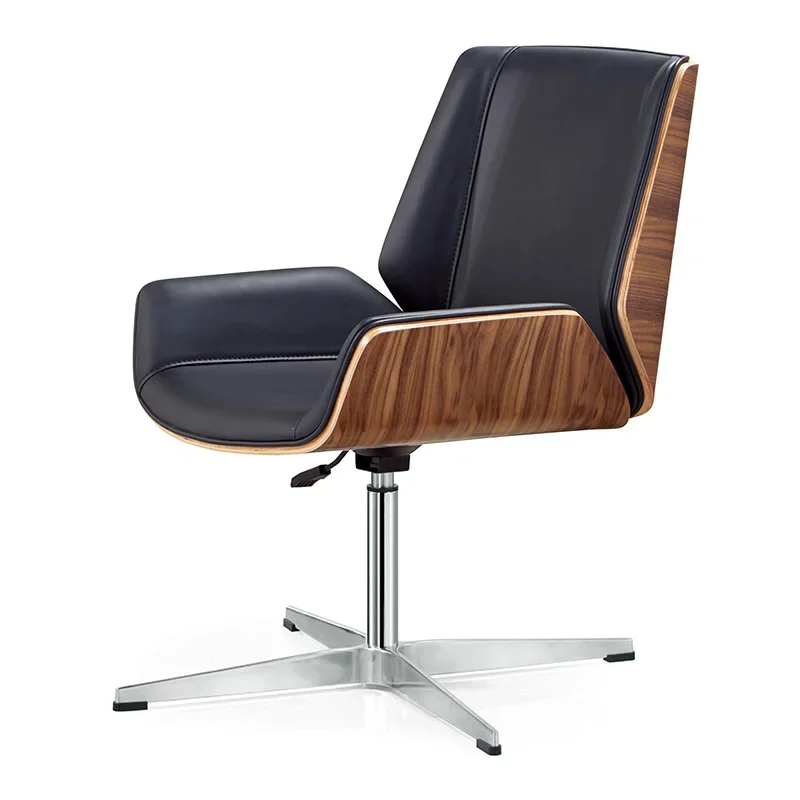 Silla moderna de cuero y madera para oficina, precio barato