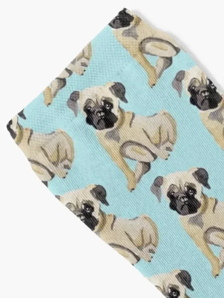 Pug Dog Illustration Socks New year's shoes Antiskid soccer FASHION Girl'S Socks Men's