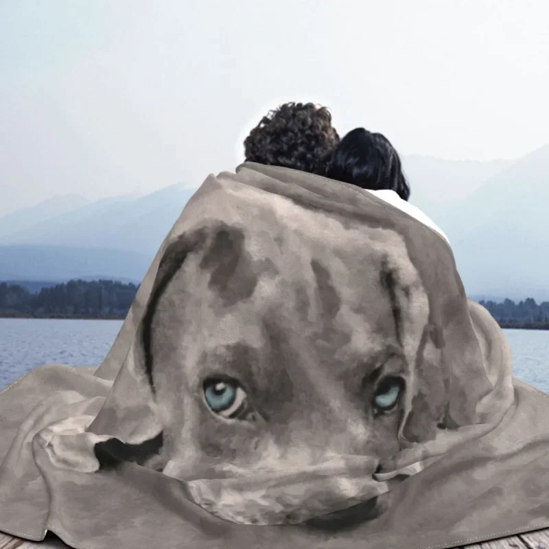 Weimaraner Dog Mixed Media Blankets Flannel Textile Decor Portable Unisex Thi Throw Blanket for Bed Home Cou Camp Office