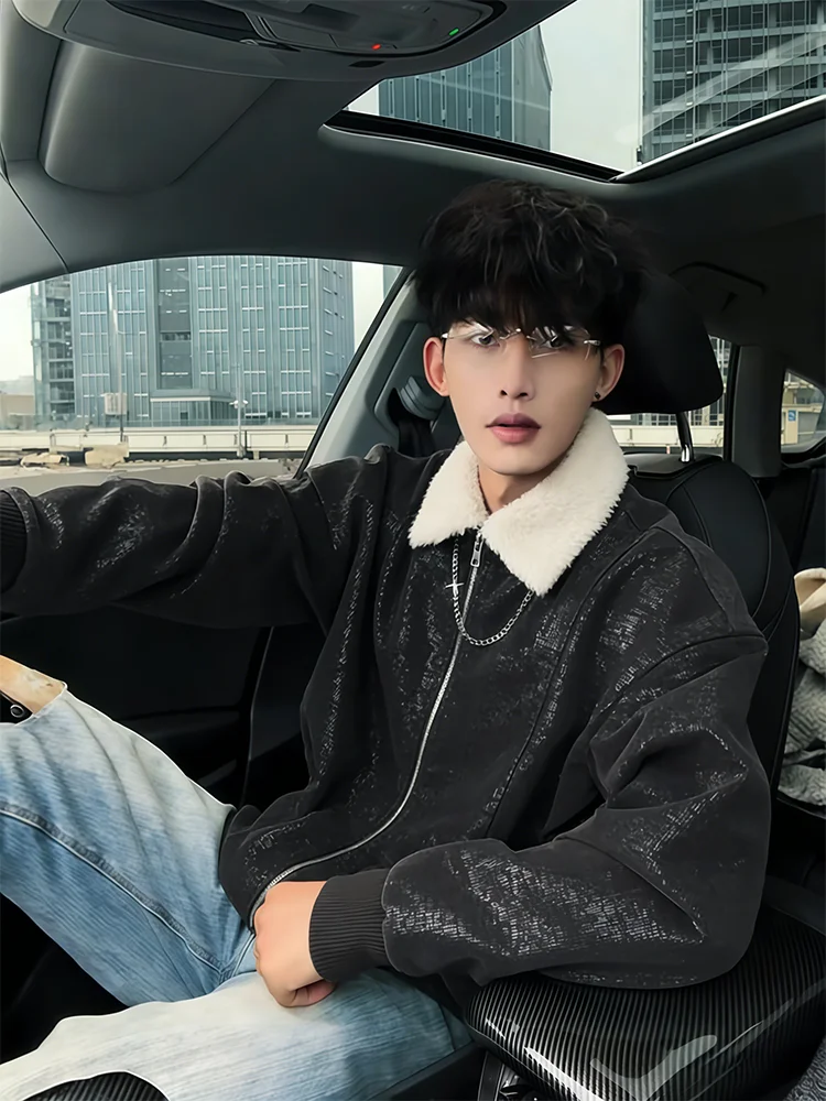 

American Dyed Thiened Flight Jaet Men's Winter Warm Cotton Coat with Stand Collar Polyester Fiber Casual Youth Sle