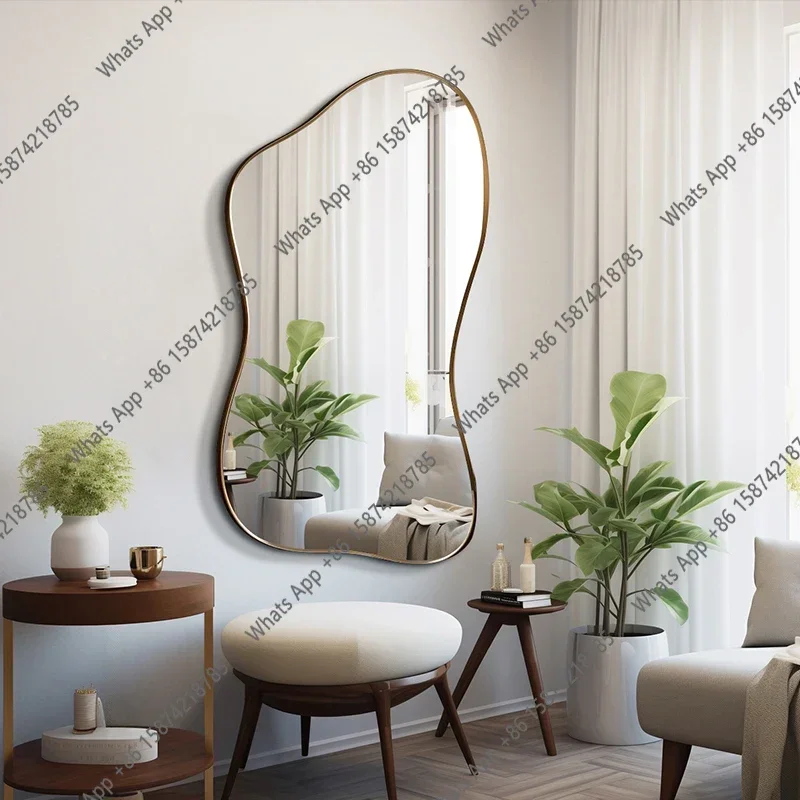 BJ X6 Sm Large Size Full Body Mirror Standing Art Wall Luxury Irregular Frame Accent Unique Mirror Xenomorph Espelhos Trendy Fur