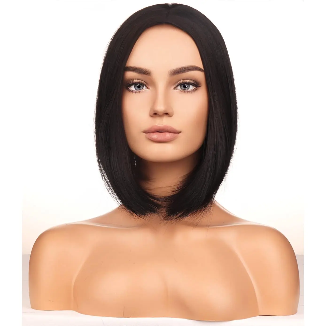 Short Black Bob Wigs Short Straight Short Hair Wigs for Women Natural Black Short Middle Part Synthetic Wigs Daily Party Use