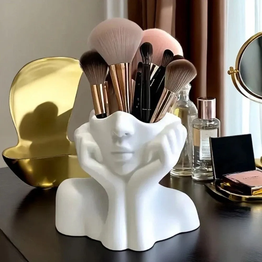 Creative Large Capacity Pencil Holders Space Saving Irregular Pen Box Flower Vase Makeup Brush Storage Dressing Table