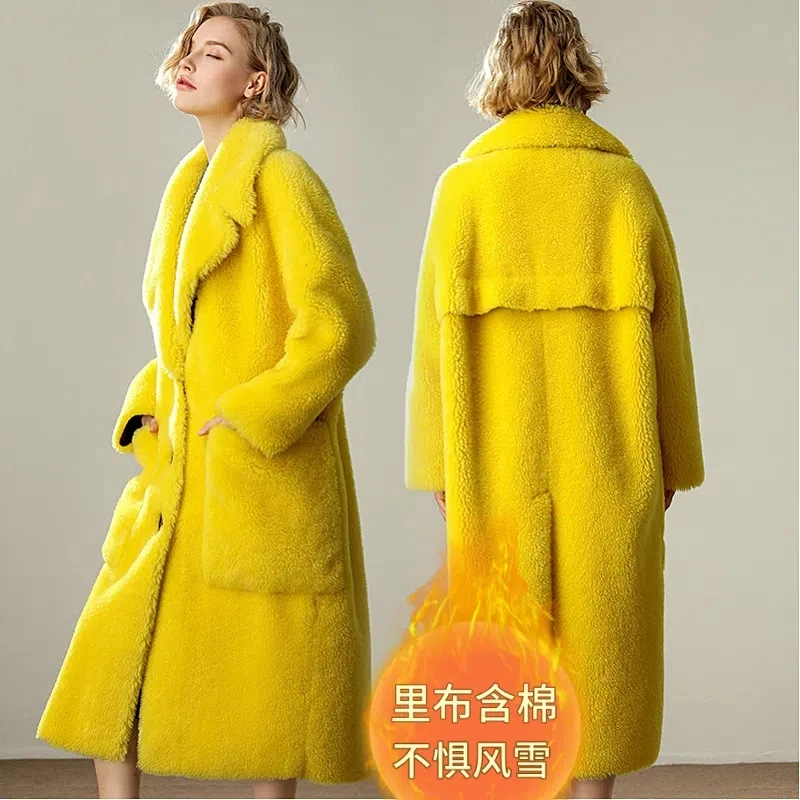 

Wool Shearling FauxFur Jacket Women's Overcoat Long Large Particles Lamb Wool Thicken Warm Parka Coat 2023 New Autumn Winter