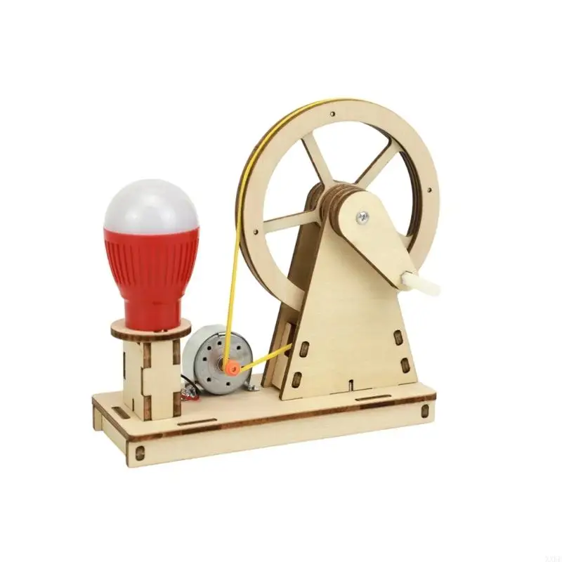 Hand Crank Generator Science Kits, Wooden DIY Build Model Energy Conversion Learning Toy for Classroom Demonstration and
