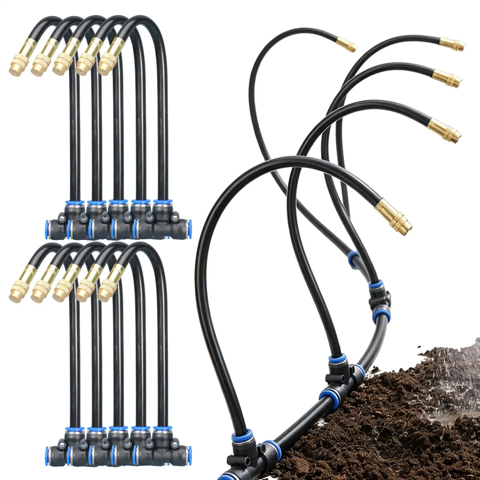 Mister Nozzles 8mm 360 Degree Adjustable Misting Sprayer 15-Piece Drip Watering Mister Emitter For Garden Backyard Pathway Farm