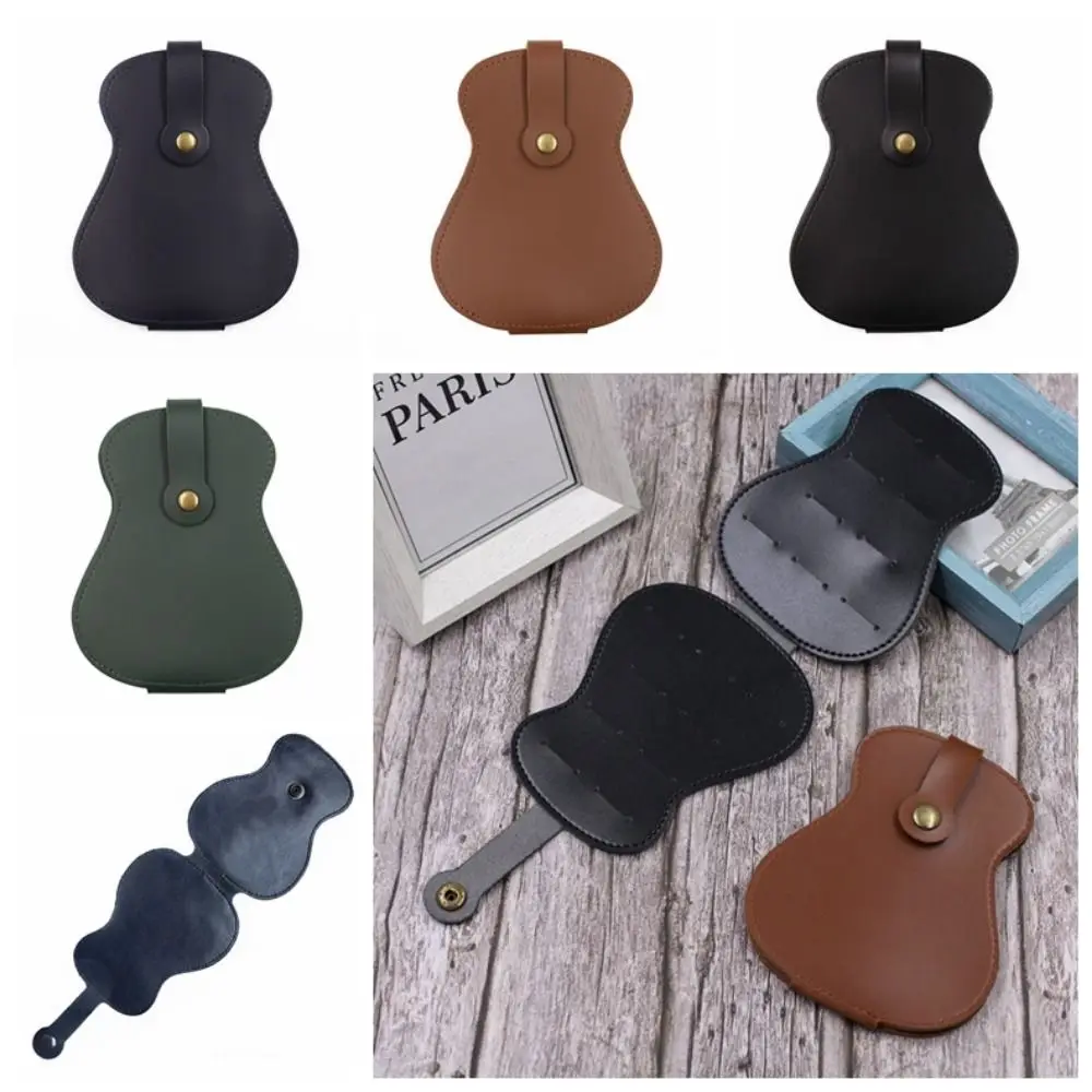 PU Leather Guitar Picks Holder Case Can Hold 18 Pieces Colorful Picks Storage Pouch Box High Capacity Durable