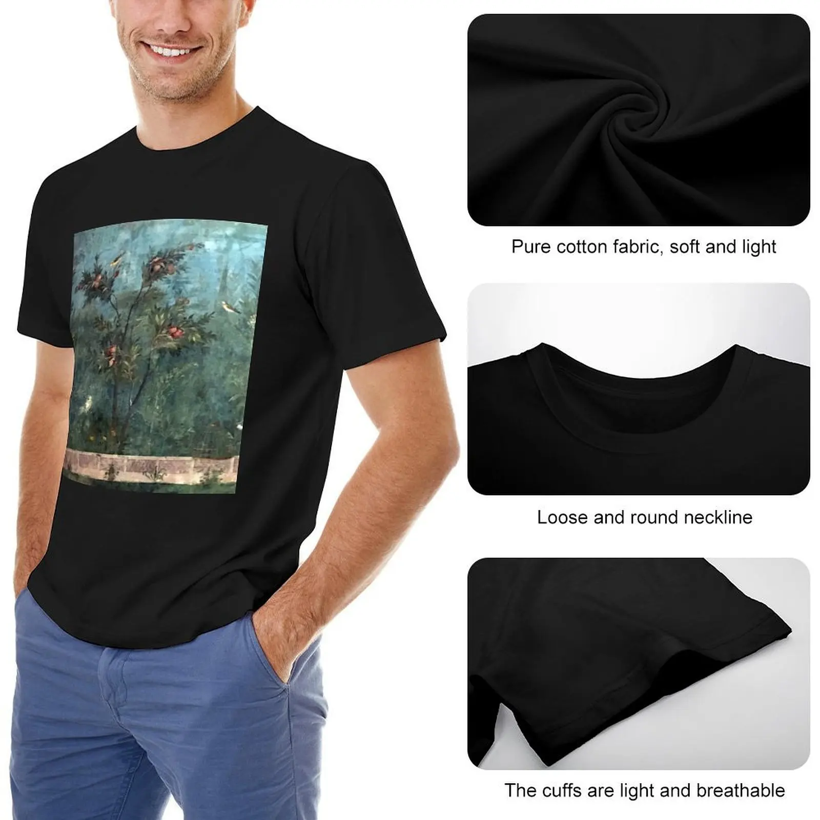 Antico fresco romano della villa dell'imperatrice Livia T-shirt grafica figure anime camicia anime vintage T-shirt da uomo