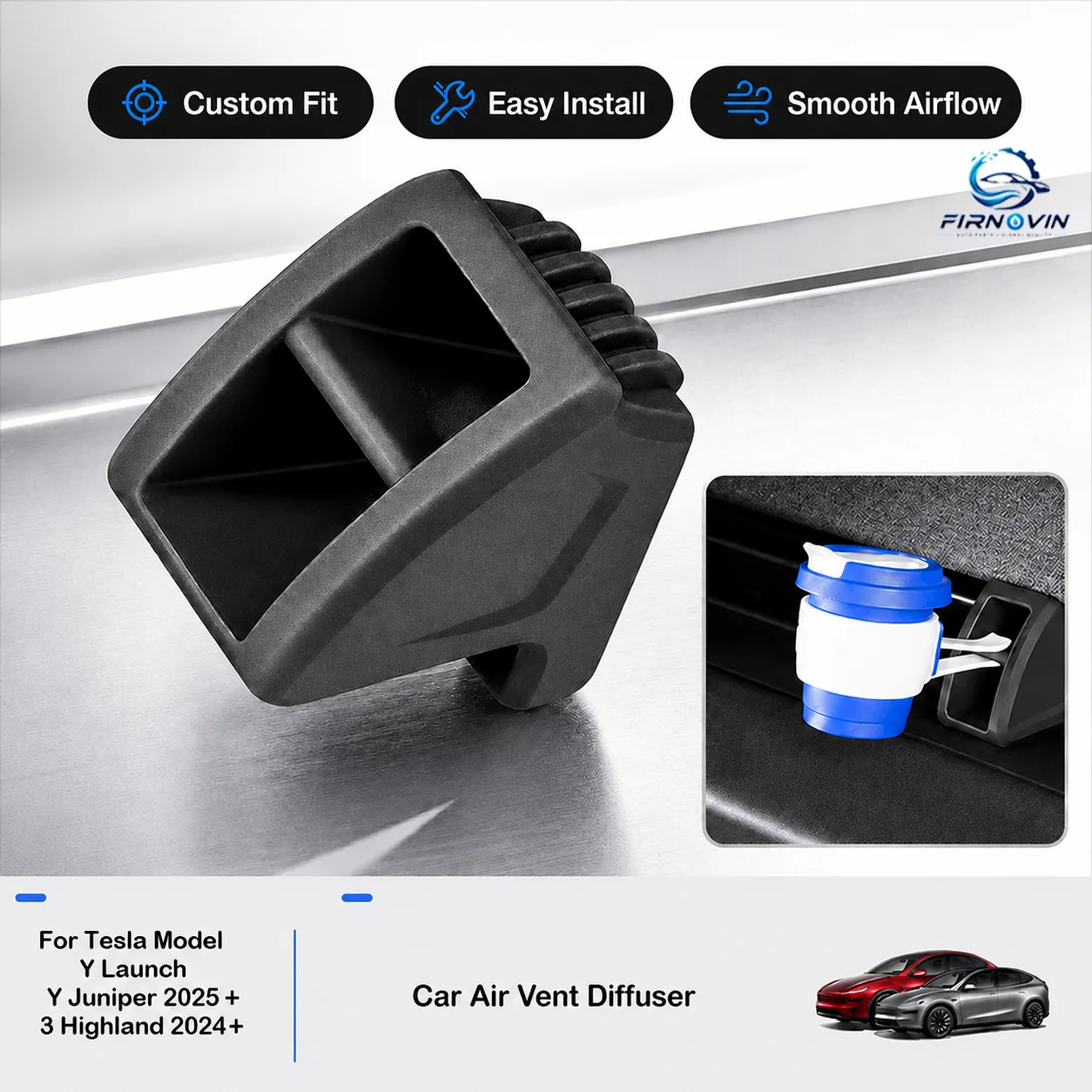 For Tesla Model YL Launch/3 Highland/Y Juniper  Series 2019-2026 Silicone Air Freshener Adapter Car Air Vent Aromatherapy Clip