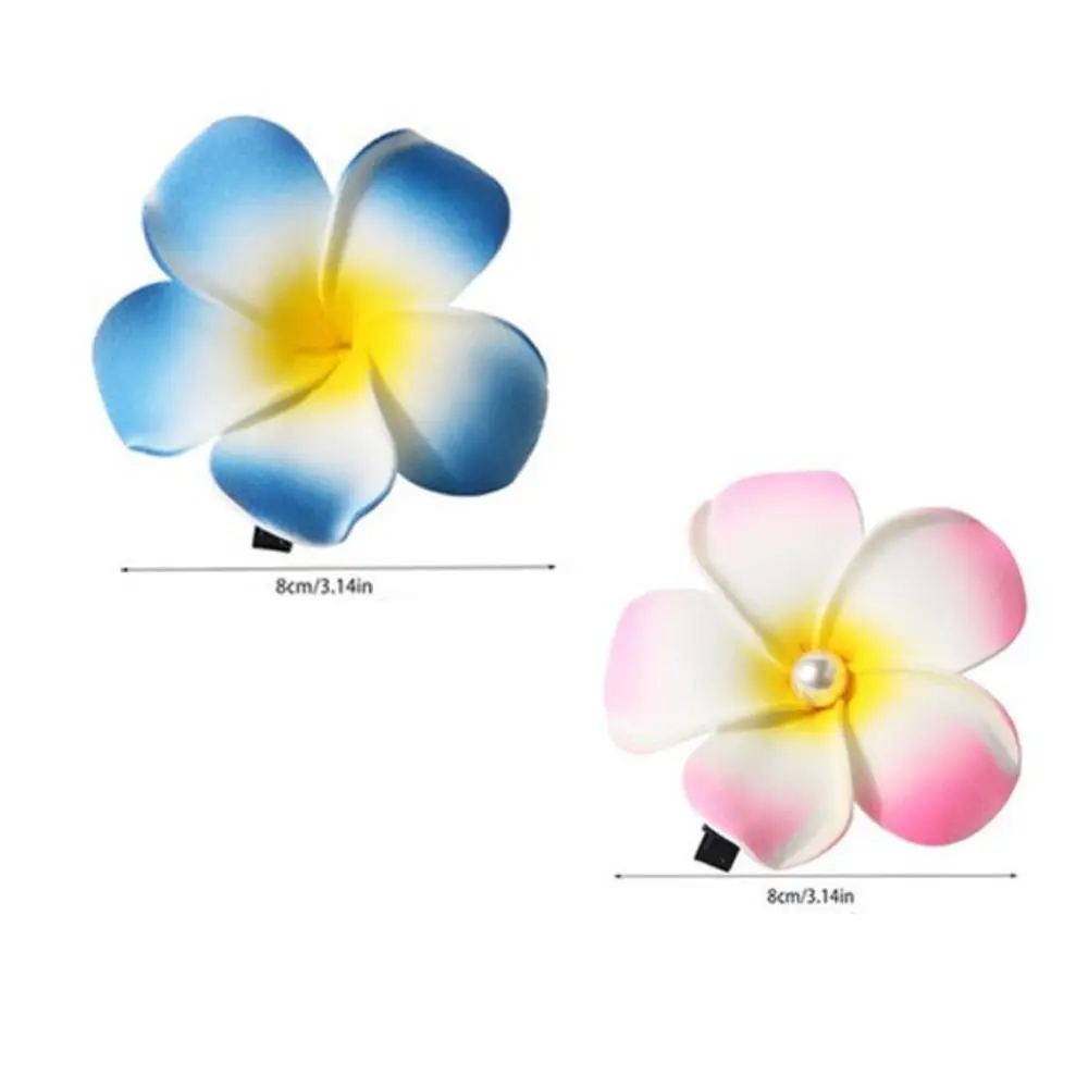 Ins Frangipani Flower Hair Clip Mid Size Geometric Gradient Flower Hairpins Hair Side Clip Plastic Girls Duckbill Clip Travel