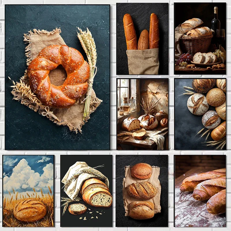 Delicioso pan lienzo impreso decoración moderna de la pared del hogar regalo estético de moda para muebles de Villa decoración Natural