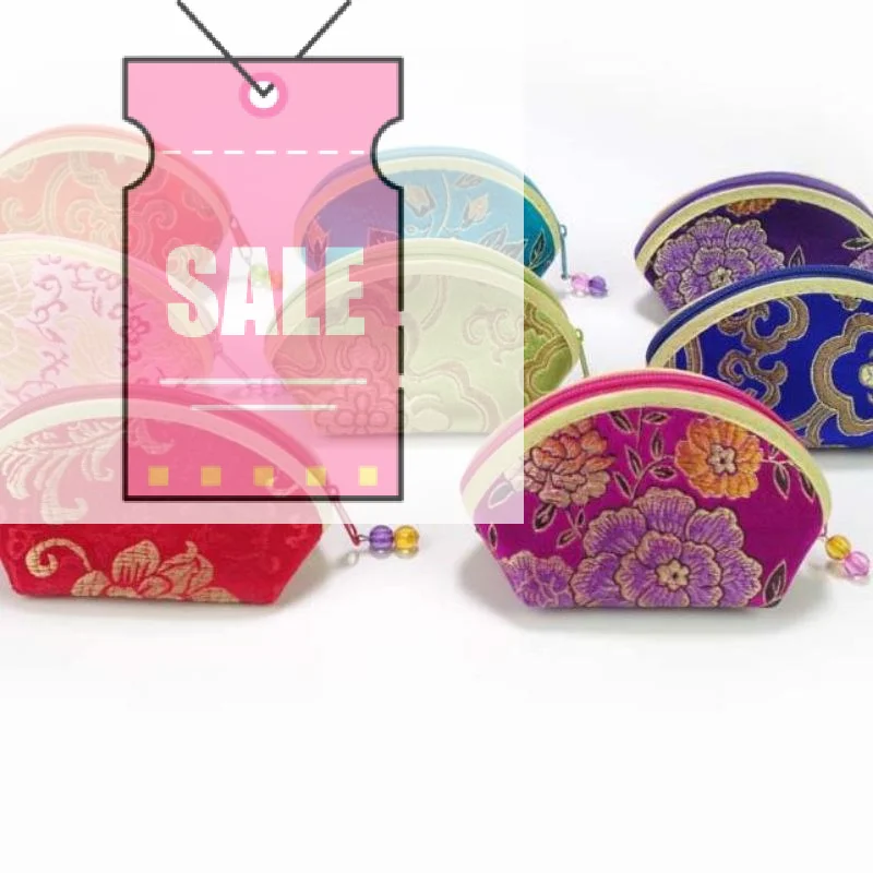 Traditional Chinese Brocade Jewelry Pouch Exquisite Embroidery Secure Zipper For Small Jewelry Storage Travel Daily Use