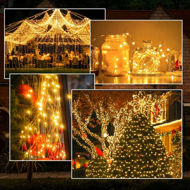 Solar String Lights Outdoor 300 LED Copper Wire Fairy Lights 8 Modes Waterproof Solar Powered for Garden Patio Christmas Holiday