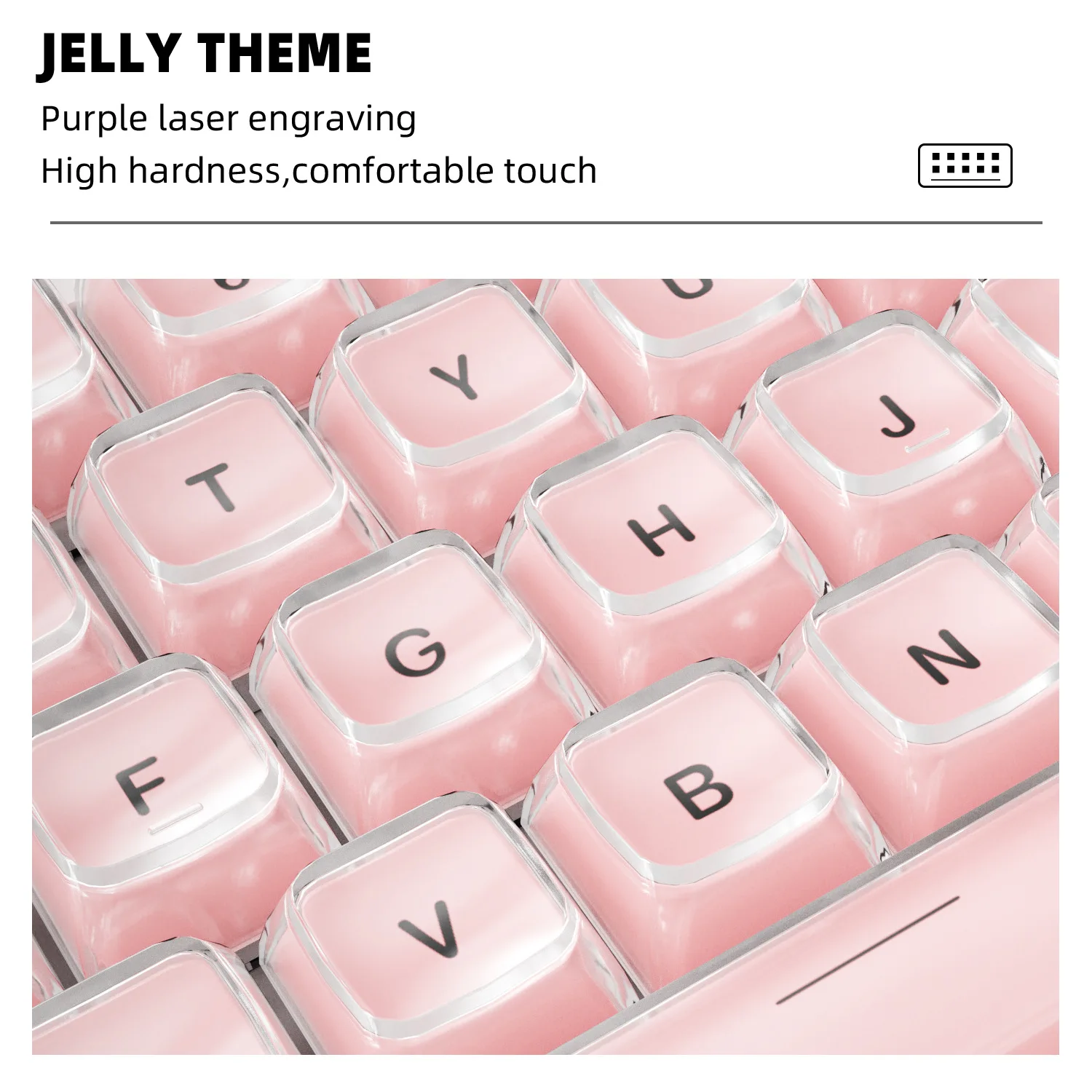 Crystal Jelly Side Front Printed Keycaps for Mechanical Keyboard 60 75 80 100 Layout Key Caps Korean Japanese Русский Arabic