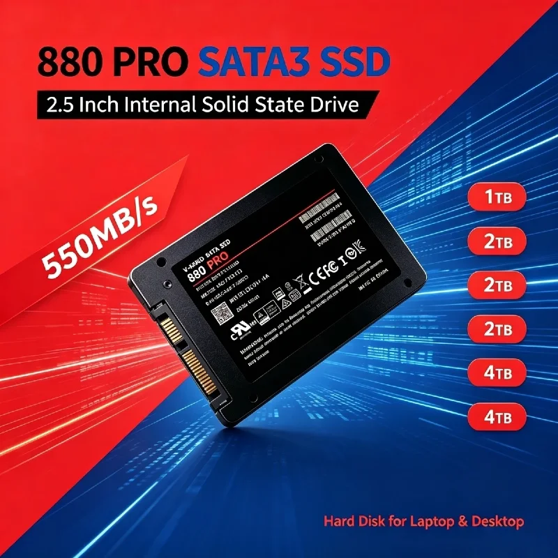 880 PRO 2.5 Inch Internal Solid State Drive SATA3 SSD 550MB/S 1TB 2TB 4TB Hard Disk for Laptop and Desktop PC