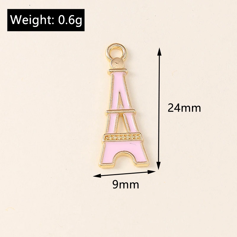 Leslie 10pcs 24*9mm Lovely Enamel Colorful Eiffel Tower Charms for Jewelry Making DIY Necklace Earring Pendants Accessories