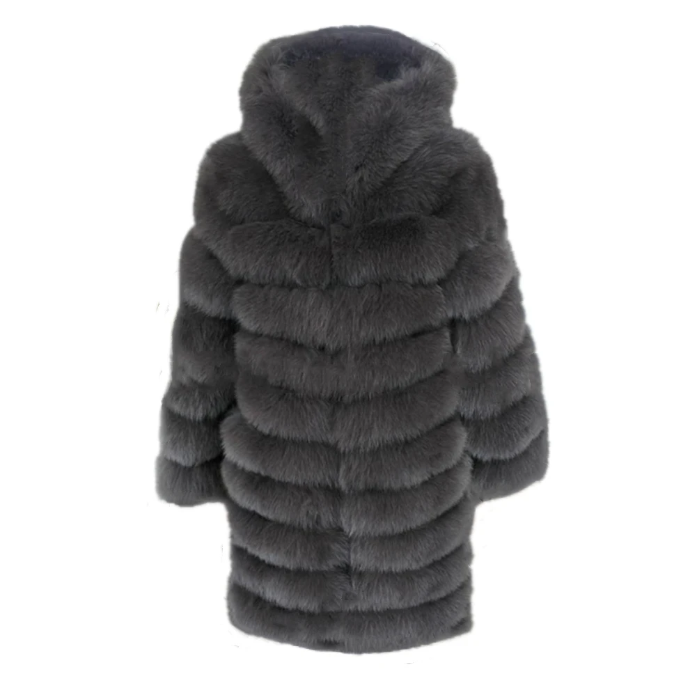 Dames Winterjas Met Lange Mouwen Imitatiebont Jas Met Dikke Warme Lange Bovenkleding Met Capuchon