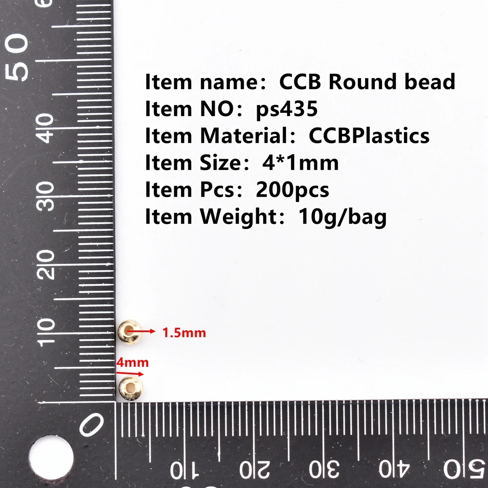 200Pcs/Lot 4*1mm CCB Straight hole round bead partition bead partition bead for jewelry making