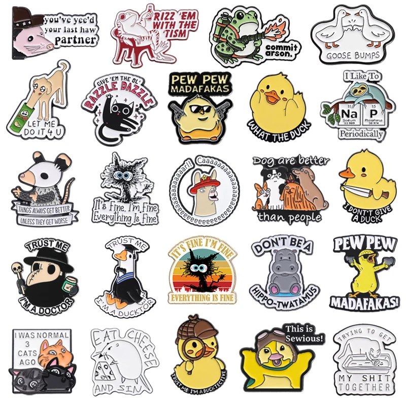 31Styles Cartoon Animal Series Enamel Pins Funny Rat Duck Goose Brooches Lapel Backpack Badge Jewlery Jewelry Gifts For Friends