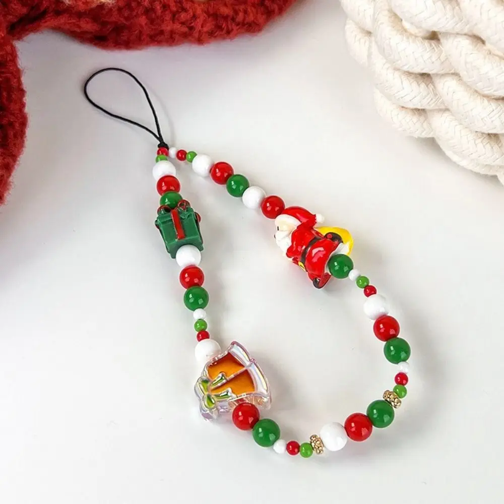 

Christmas Series Snowman Bell Phone Chain Santa Anti-Lost Crystal Beaded Hat Bell Lanyard Korean Style Trinket