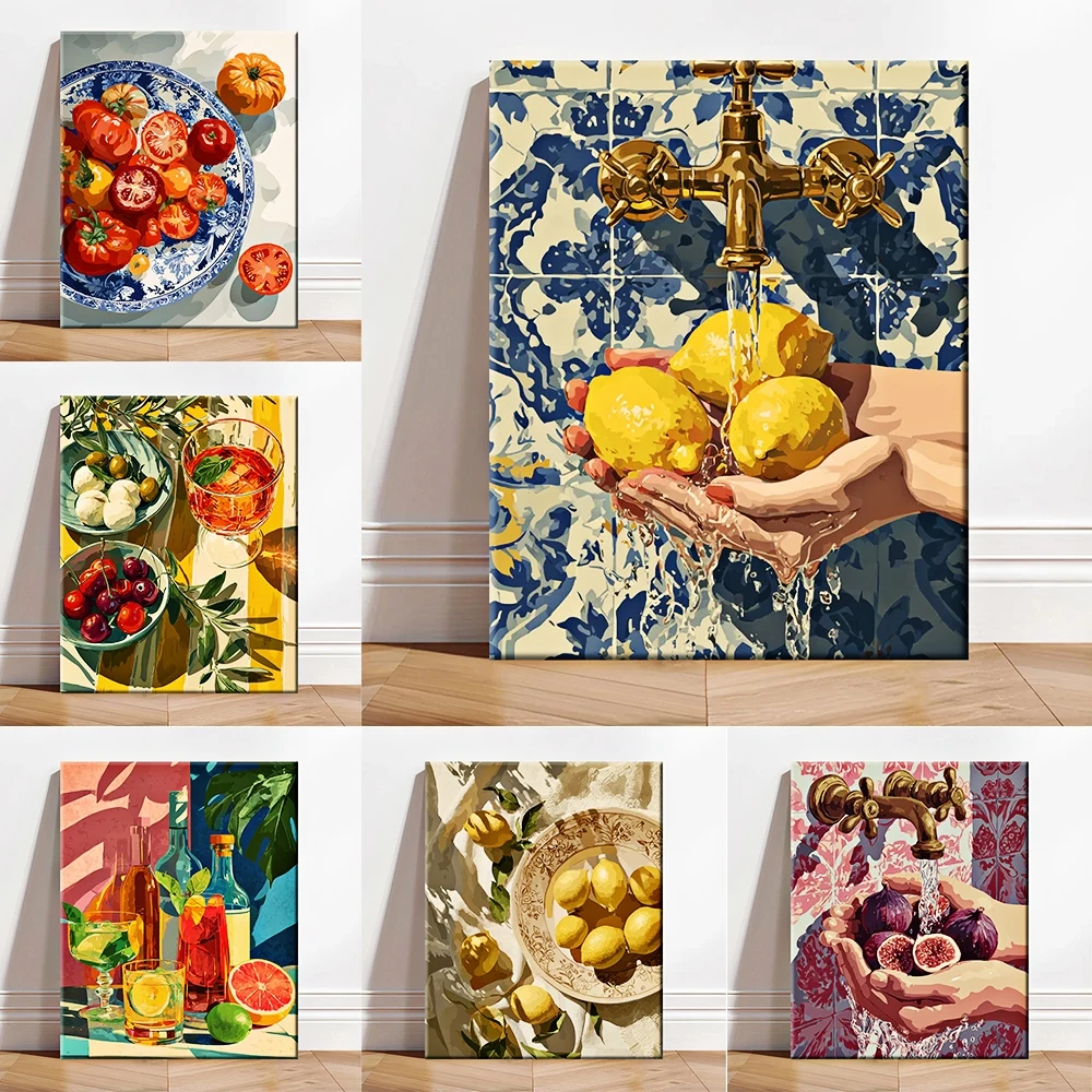 Fruit Painting By Numbers for Adults DIY Kits HandPainted on Canvas Oil Picture Drawing Coloring By Number