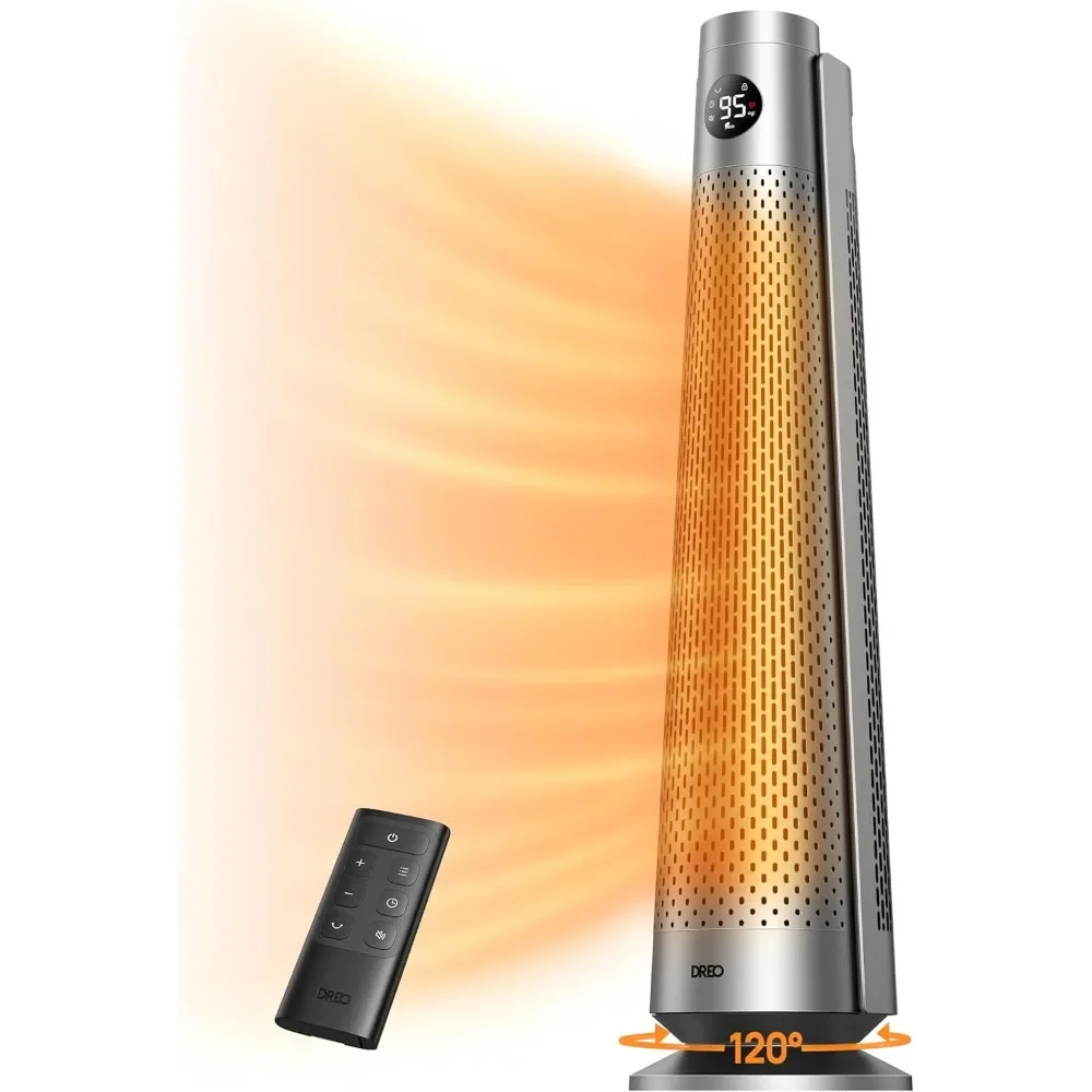 

Space Heater Indoor, 30" Electric Heaters with Remote, 120° Oscillation, Adjustable Thermostat, 5 Heat & 3 Fan Levels