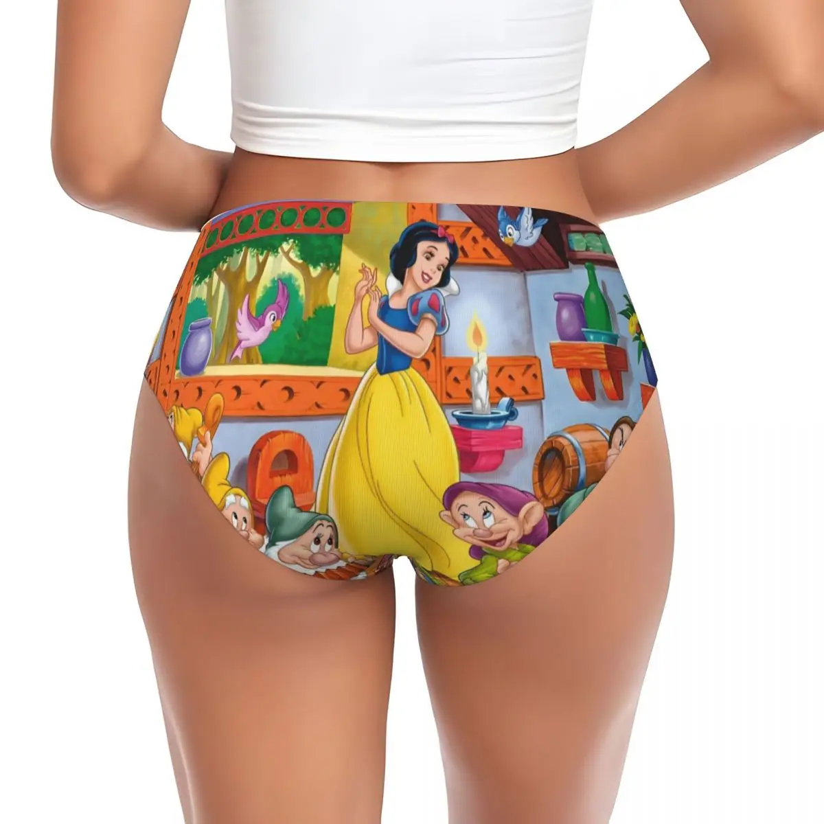 Custom ผู้หญิงภาพยนตร์ Snow White และ Seven Dwarfs การ์ตูนกางเกงยืดกางเกงร้อนชุดชั้นใน