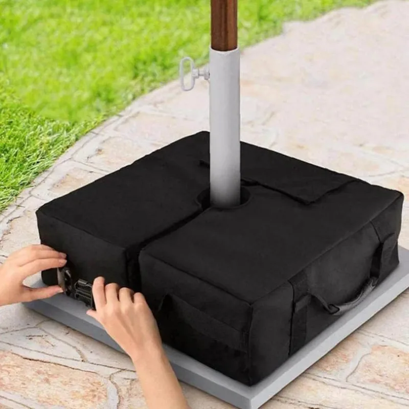 Black Outdoor Patio Umbrella Base Stand Portable Umbrella Parasol Heavy Weight Bag Detachable Wind-Proof Fixing Sandbags