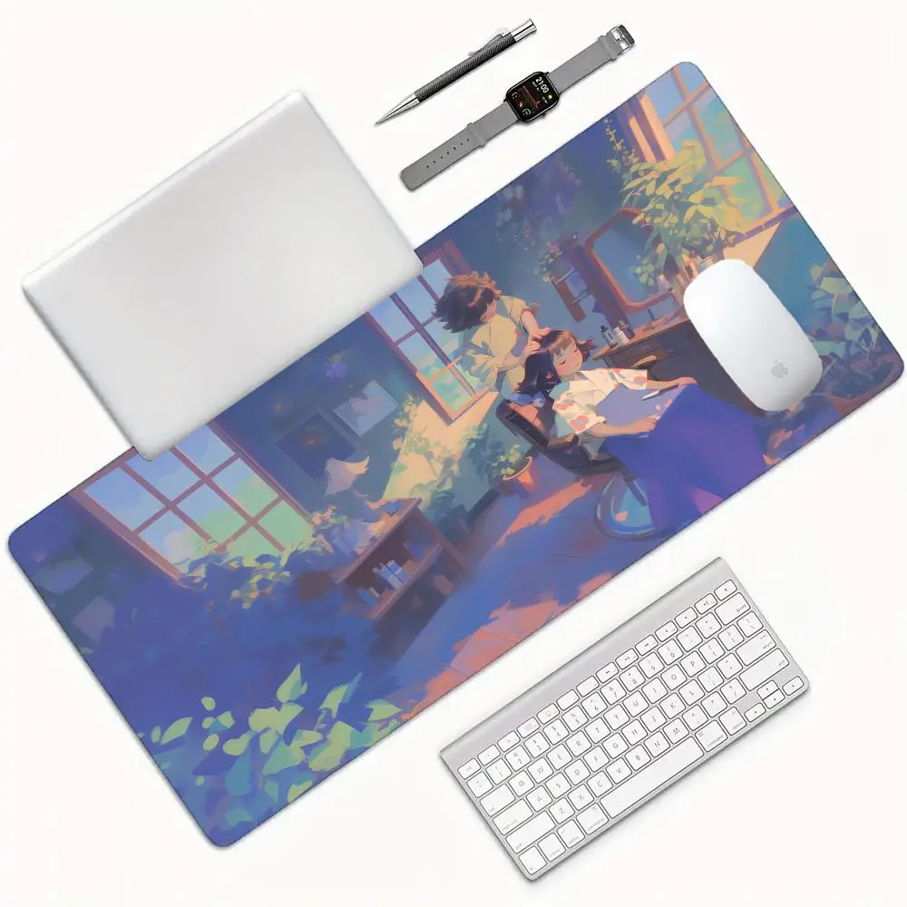일본 애니메이션 소녀 마우스 패드 대형 고무 베이스 미끄럼 방지 PC 데스크 액세서리 마우스 패드 (사무실 및 게이머용 키보드 매트 장식 러그)