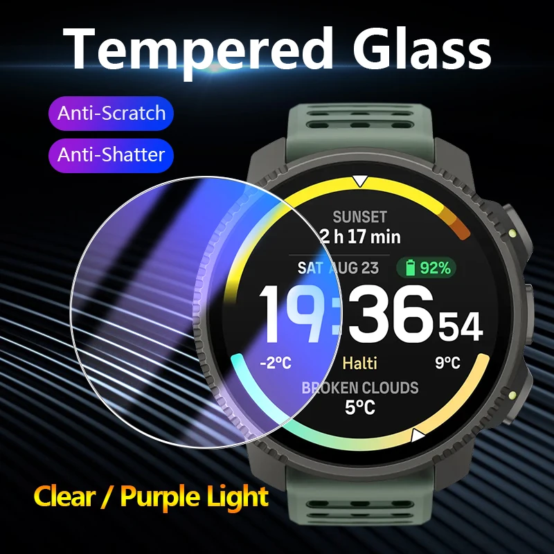 

For Suunto Vertical 2 Vertical2 Ultra Clear / Anti Purple Light 2.5D 9H Tempered Glass Guard Film Screen Protector