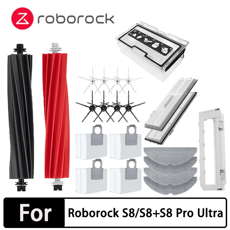 Roborock S8 Pro Ultra Accessories Side Brush Filter Mop Choth Dust Bags For Roborock S8/S8+ Vacuum Cleaner Spare Parts