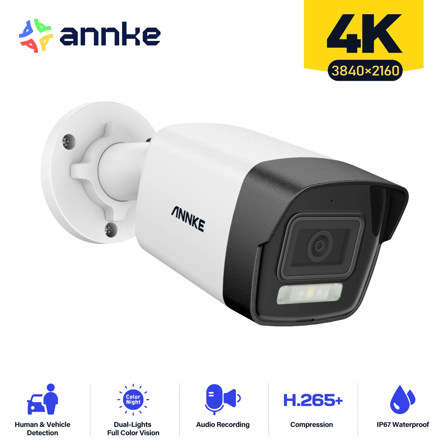 ANNKE C800 Ultra HD 8MP POE Camera 4K Outdoor Indoor Weatherproof Security Audio in Bullet EXIR Night Vision Email Alert Camera